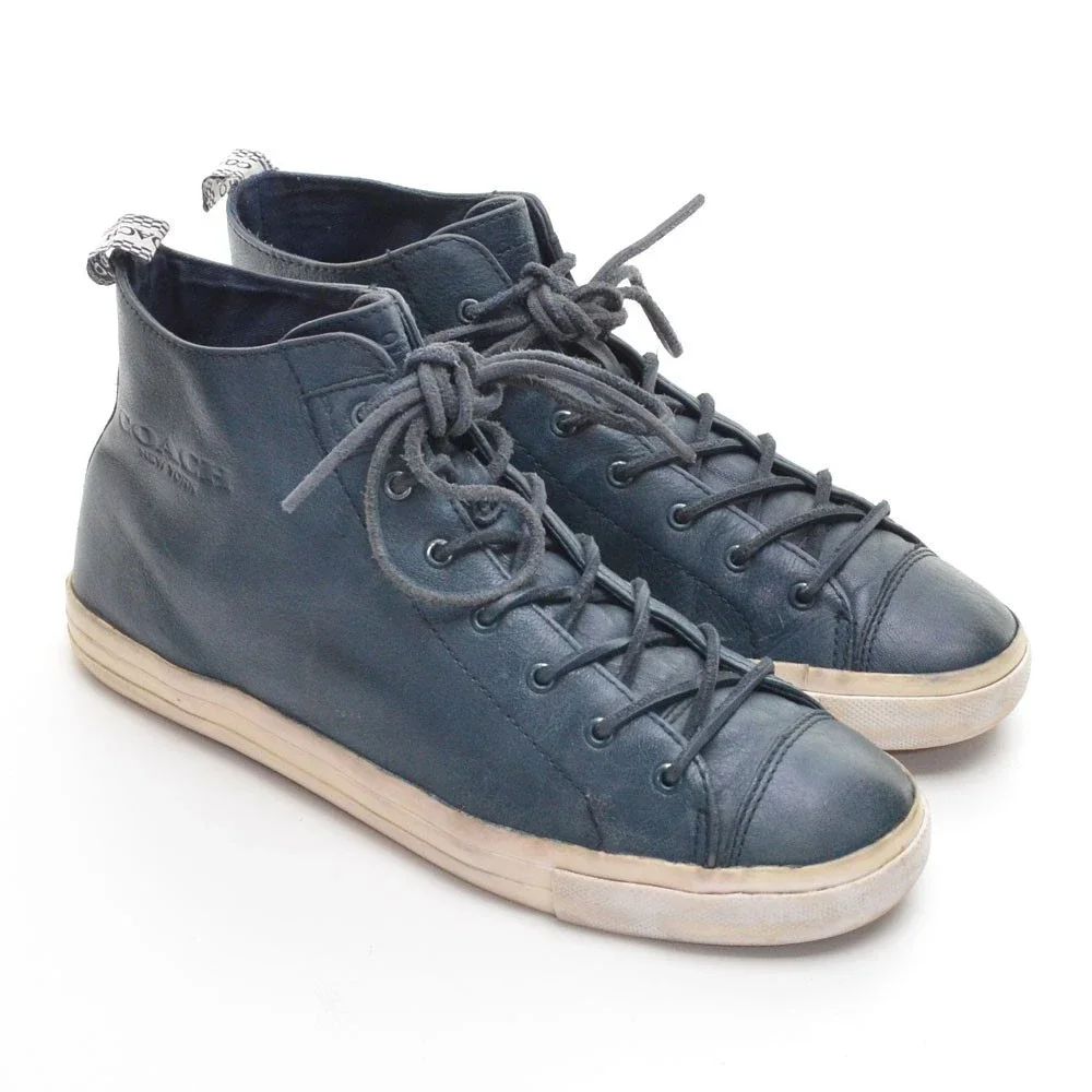 Coach Brenna Blue Mid Top Lace Up Fashion Sneakers 9 B